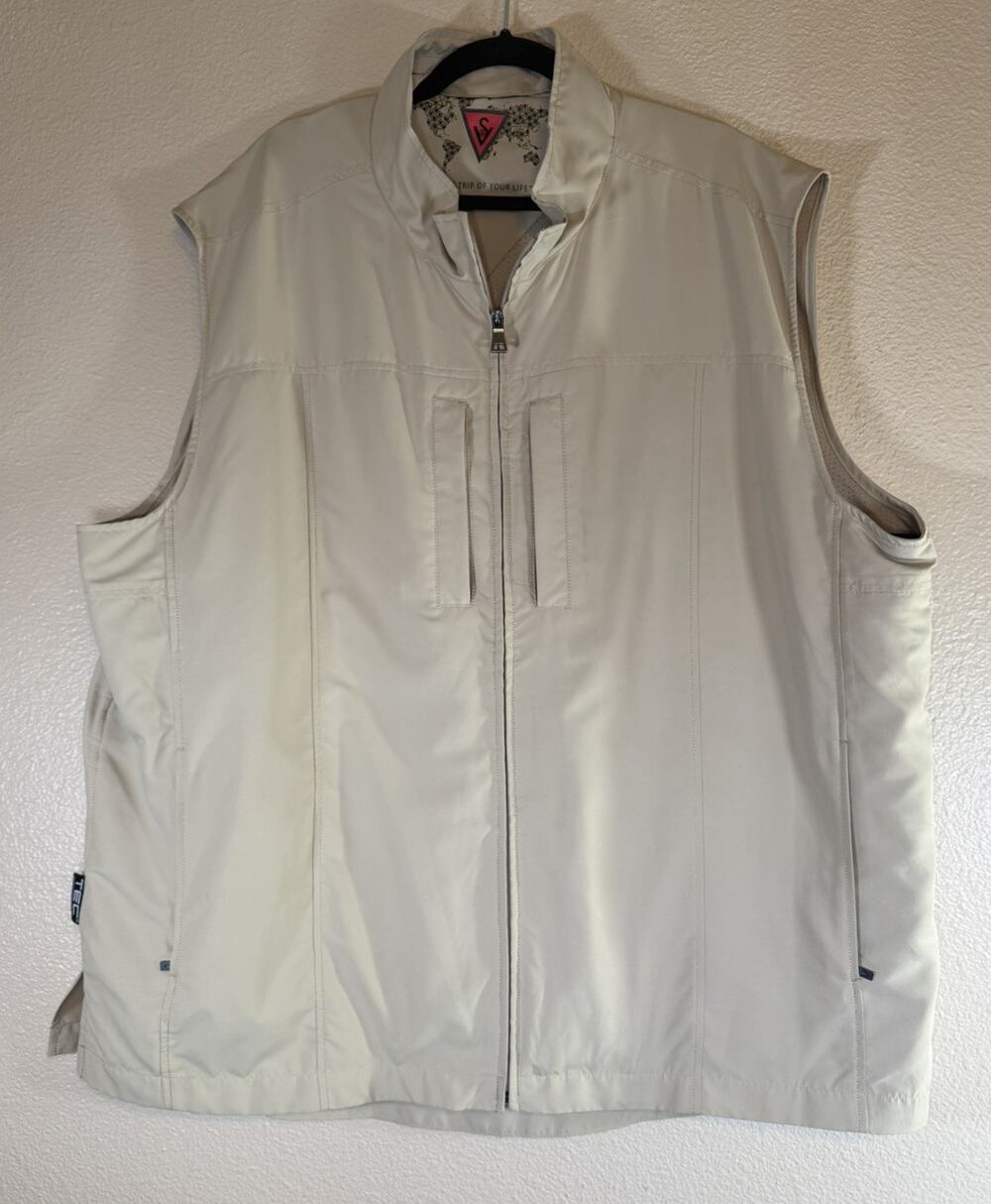 Scottevest XXXL Khaki Beige Utility Travel Full Zip Vest